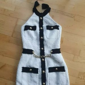 Balmain Halterneck Tweed Button Dress    UK 10/FR 28/US 8 RRP £1990 BNWT